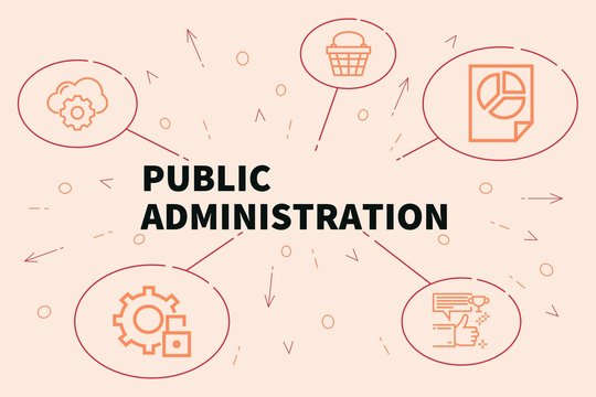 Conceptual business illustration with the words public administration