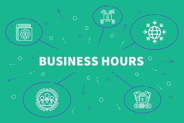 Conceptual business illustration with the words business hours