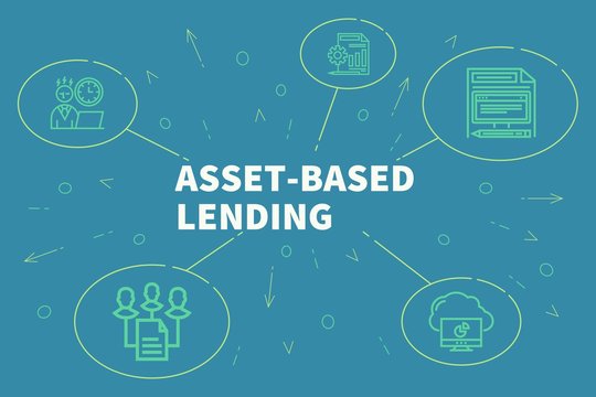 Conceptual business illustration with the words asset-based lending
