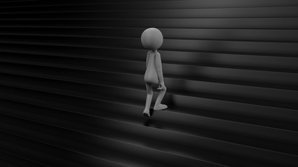 Man walking on the black stairs