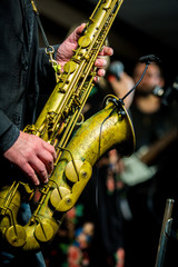 Saxophone player performing on the stage