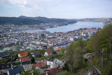 Naklejka na ściany i meble Bergen Cityscape from the Top