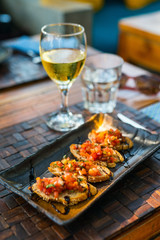 Bruschetta and white wine