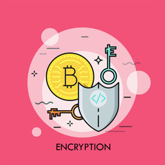 Encryption thin line concept vector
