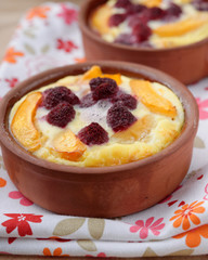 Apricot and raspberry clafoutis