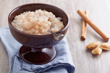 Rice pudding with cinnamon