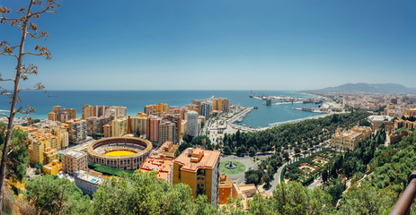 Fototapeta na wymiar Panorama of Malaga City and Port