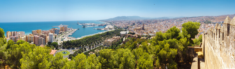 Panorama of Malaga City and Port - obrazy, fototapety, plakaty