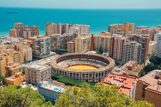 Bullfighting arena in Malaga city