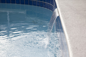 water feature at pool