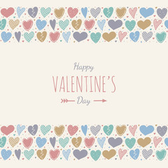 Valentine's Day - poster with hand drawn hearts. Vector.
