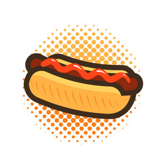 Hot dog, fast food, takeaway logo or icon. Vector illustration