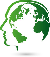 Mensch, Kopf, Erde, Erdball, Globus, Logo