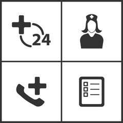 Vector Illustration Set Medical Icons. Elements of Medical service, Nurse, Medical service and Medical files icon