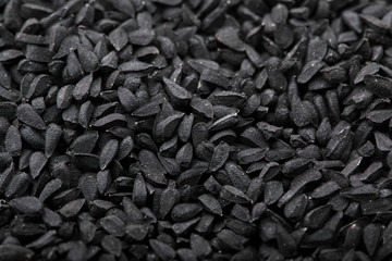 Kalonji Black cumin seeds.Texture of black cumin.Top view