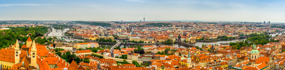 Naklejka na ściany i meble Panoramic cityscape of Prague