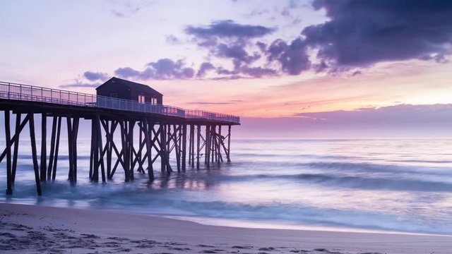 Atlantic Ocean Sunrise Timelapse Video, Belmar Fishing Pier, New Jersey