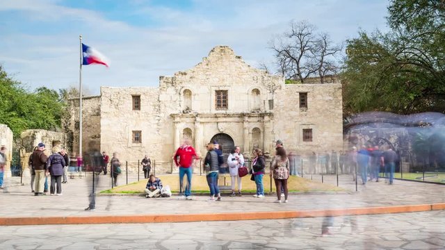 The Alamo, San Antonio Texas, Day Timelapse Video