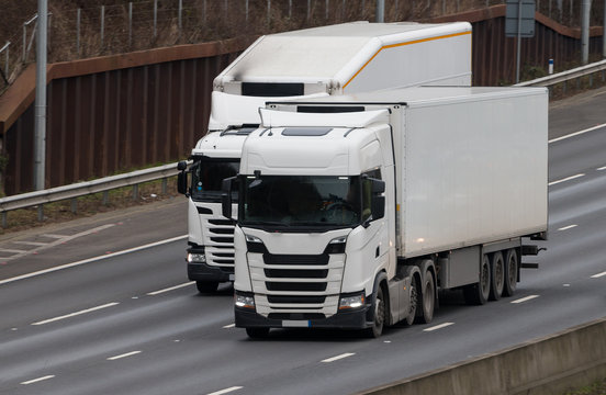 Lorries in motion on the motorway
