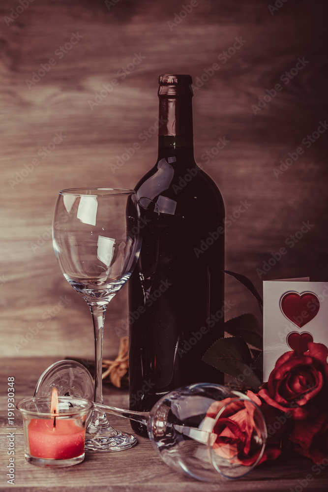 Wall mural Wine and love message