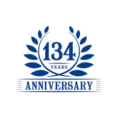 134 years anniversary logo template.
