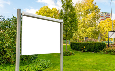 White Blank Isolated Template Message Billboard Frame Advertisements Residential Area