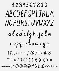 Handwritten font with a full set of elements