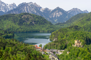 hohenschwangau Castle with Alpsee lake in summer ,Germany