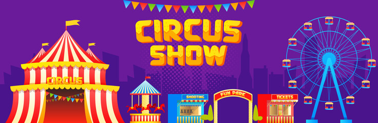 Obraz premium Circus and attractions banner