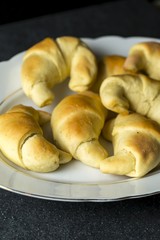 Fresh baked yeast croissants