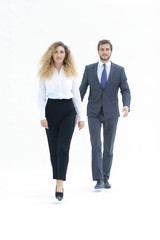 two modern young people going forward .