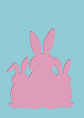 Pastel colored minimal easter design with easter bunnies
