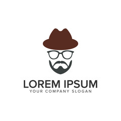 Fototapeta premium man with beard and hat logo design concept template. fully editable vector