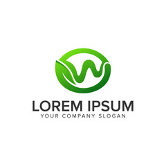 letter W leaf logo design concept template. fully editable vector