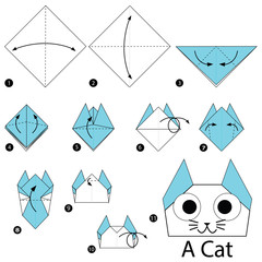 step by step instructions how to make origami A Cat