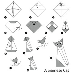 step by step instructions how to make origami A Siamese Cat
