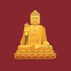 Fototapeta premium Nanshan Buddha Statue. Vector illustration