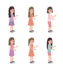 Fototapeta premium group of girls characters vector illustration design