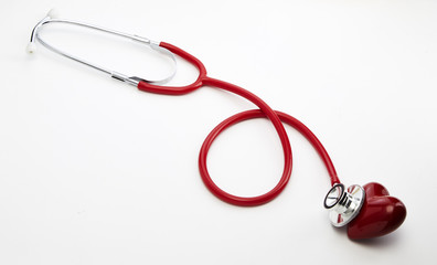 Red stethoscope with red heart