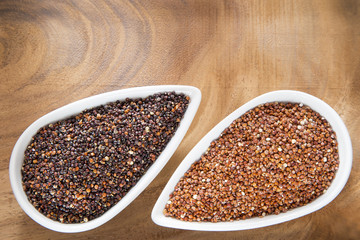Seeds of red and black quinoa - Chenopodium quinoa