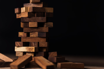 stack of wooden block with white background and free copy space