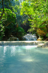 Waterfall in tropical deep forest at Erawan National Park ,Kanchanaburi Province, Thailand