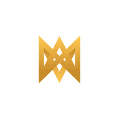 Abstract golden letter m logo design concept vector