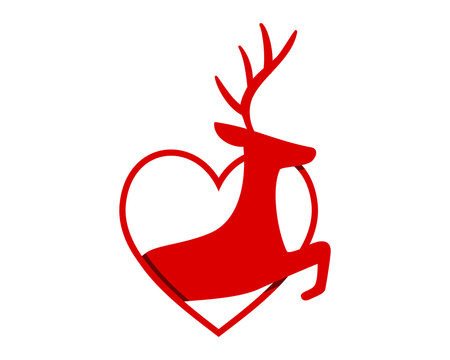 heart reindeer deer elk stag image vector icon logo silhouette
