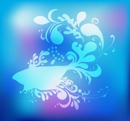 Fototapeta na wymiar Decorative fish silhouette, vector illustration