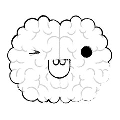 comic brain kawaii character vector illustration design