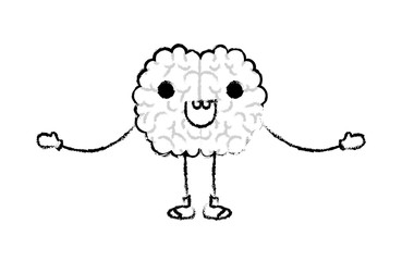 comic brain kawaii character vector illustration design