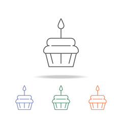 Cake with candle icon. Element of a party multi colored icon for mobile concept and web apps. Thin line icon for website design and development, app development. Premium icon