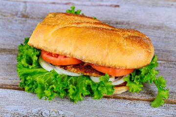 Homemade hamburger with fresh vegetables