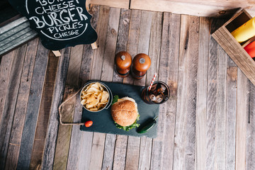 American Burger With Soft Drink